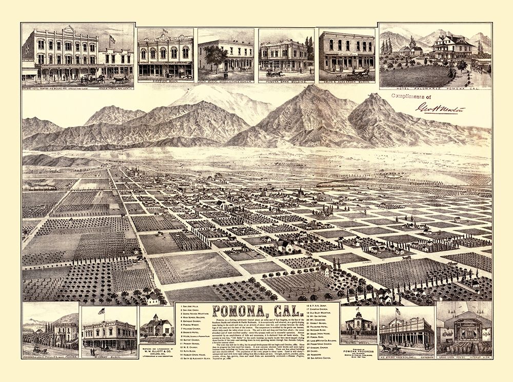 Pomona California - Elliot 1886 art print by Elliot for $57.95 CAD