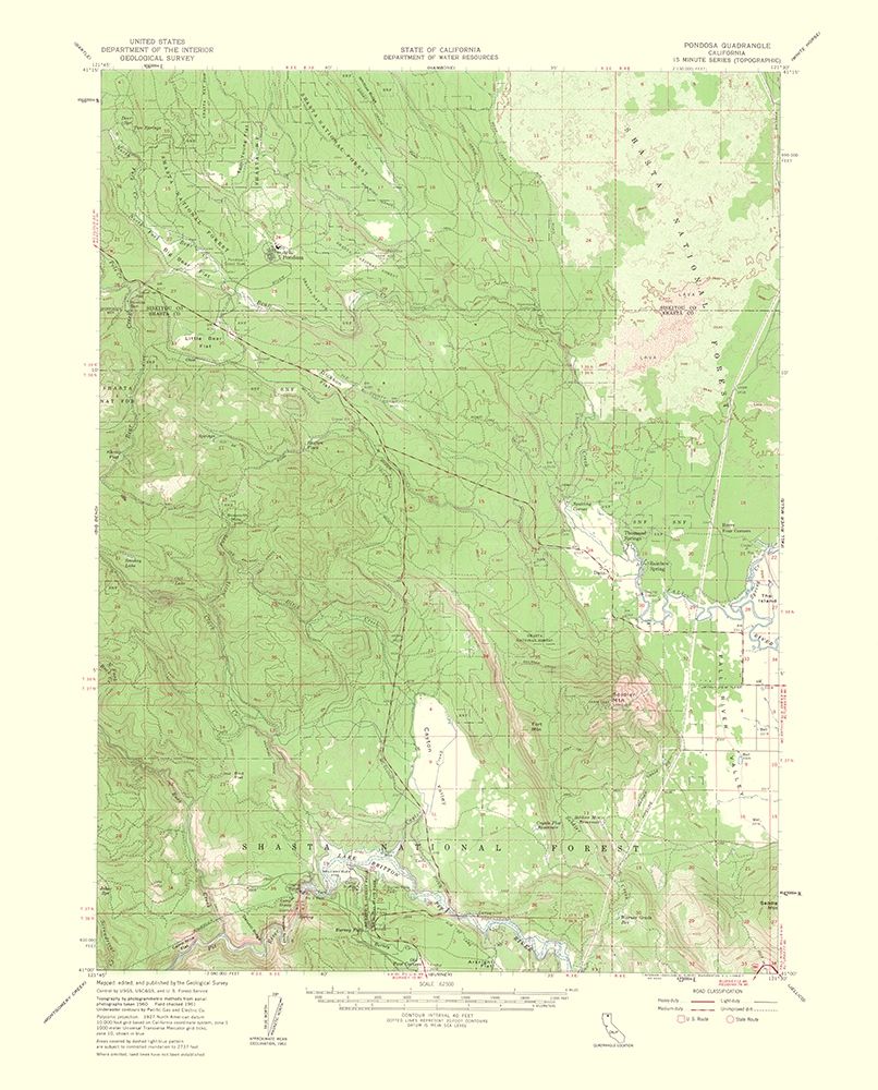 Pondosa California Quad - USGS 1956 art print by USGS for $57.95 CAD