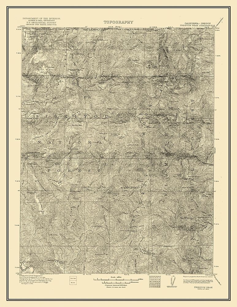 Preston Peak California Quad - USGS 1922 art print by USGS for $57.95 CAD