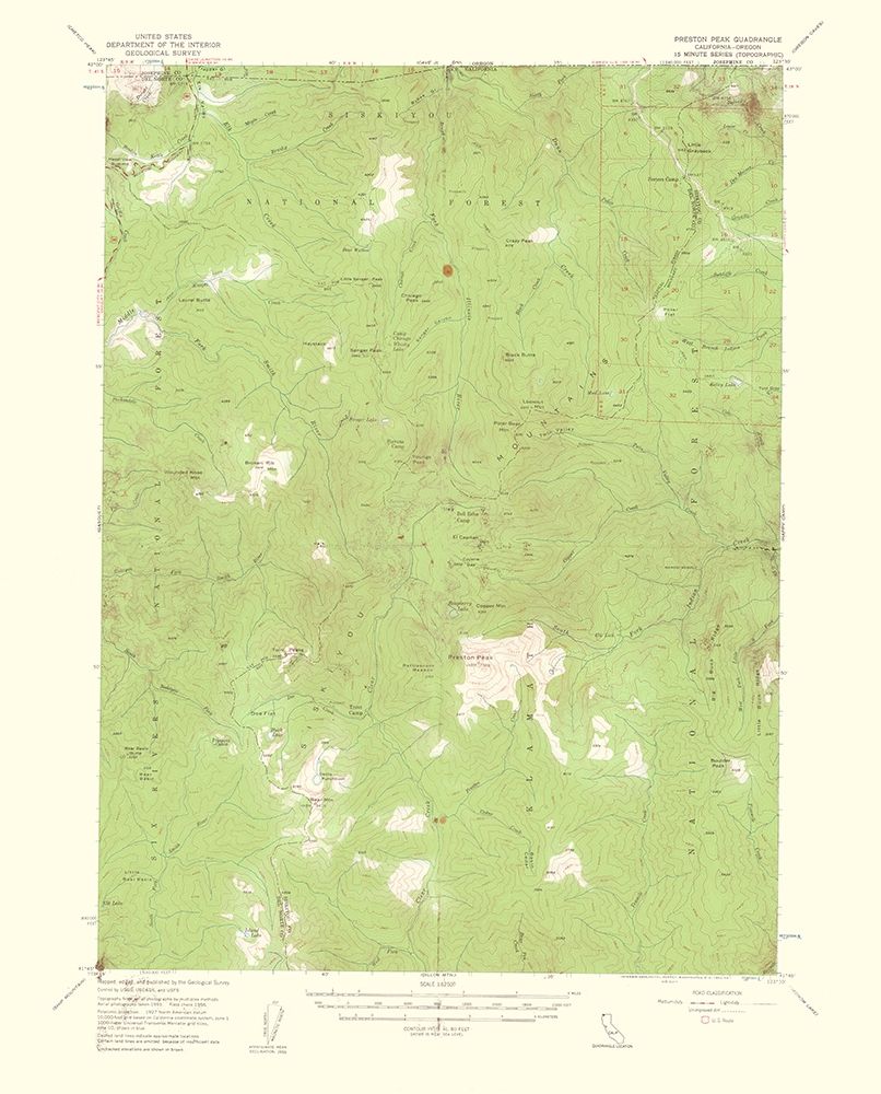 Preston Peak California Quad - USGS 1956 art print by USGS for $57.95 CAD