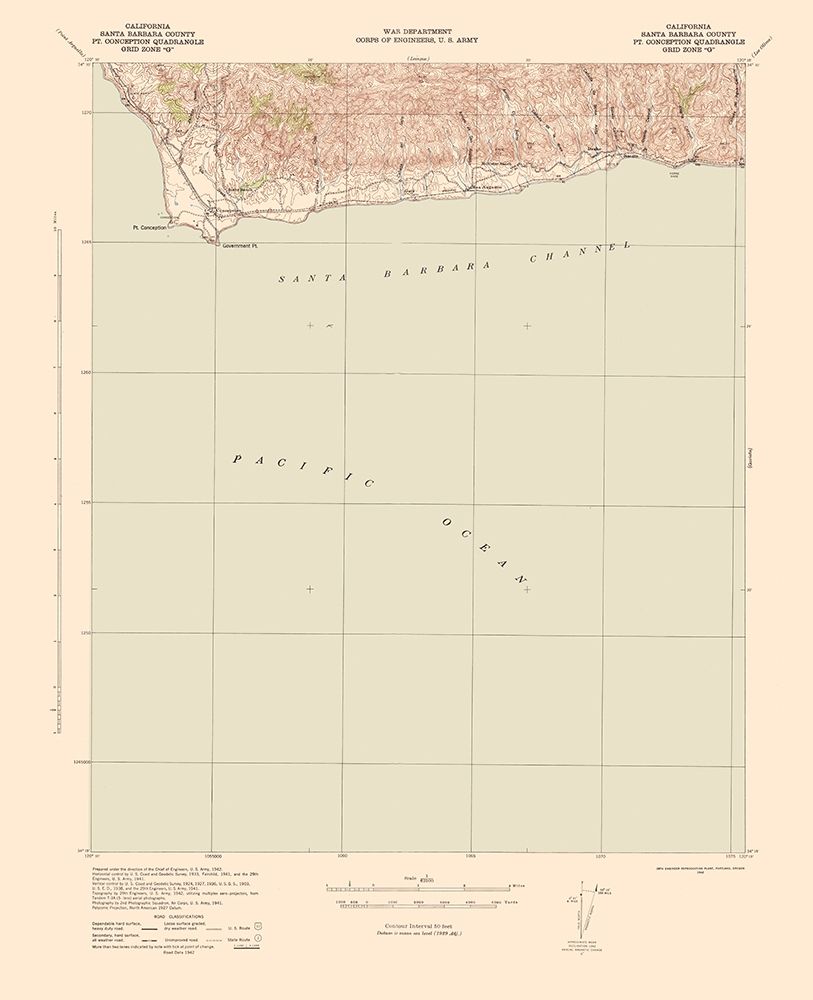 Point Conception California Quad - USGS 1956 art print by USGS for $57.95 CAD