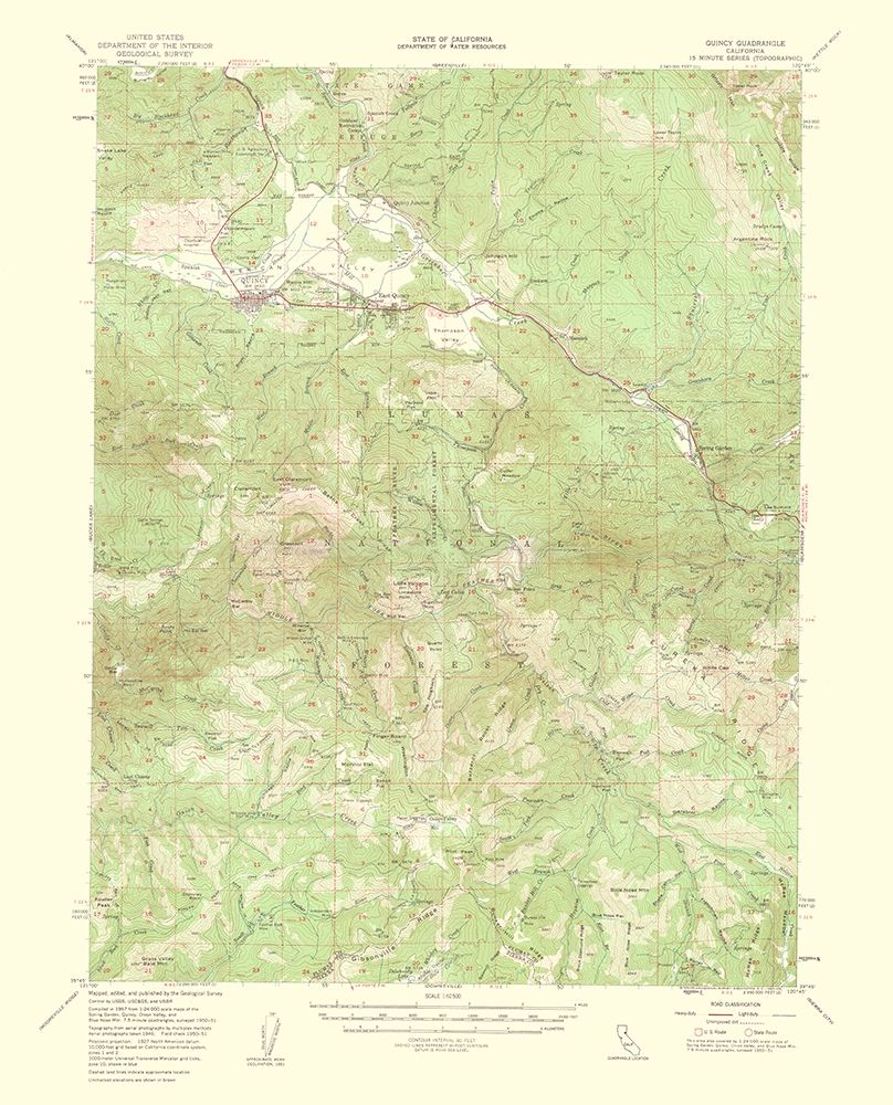 Quincy California Quad - USGS 1956 art print by USGS for $57.95 CAD