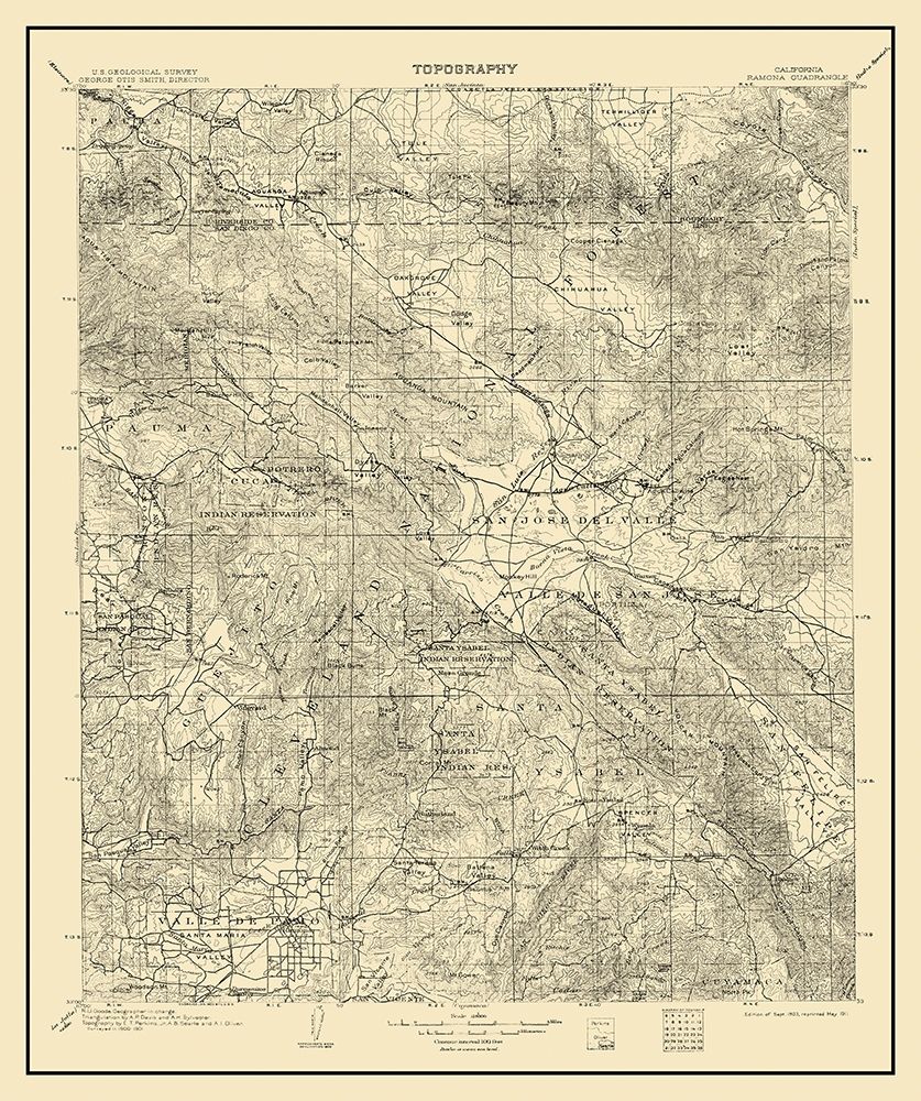 Ramona California Quad - USGS 1903 art print by USGS for $57.95 CAD