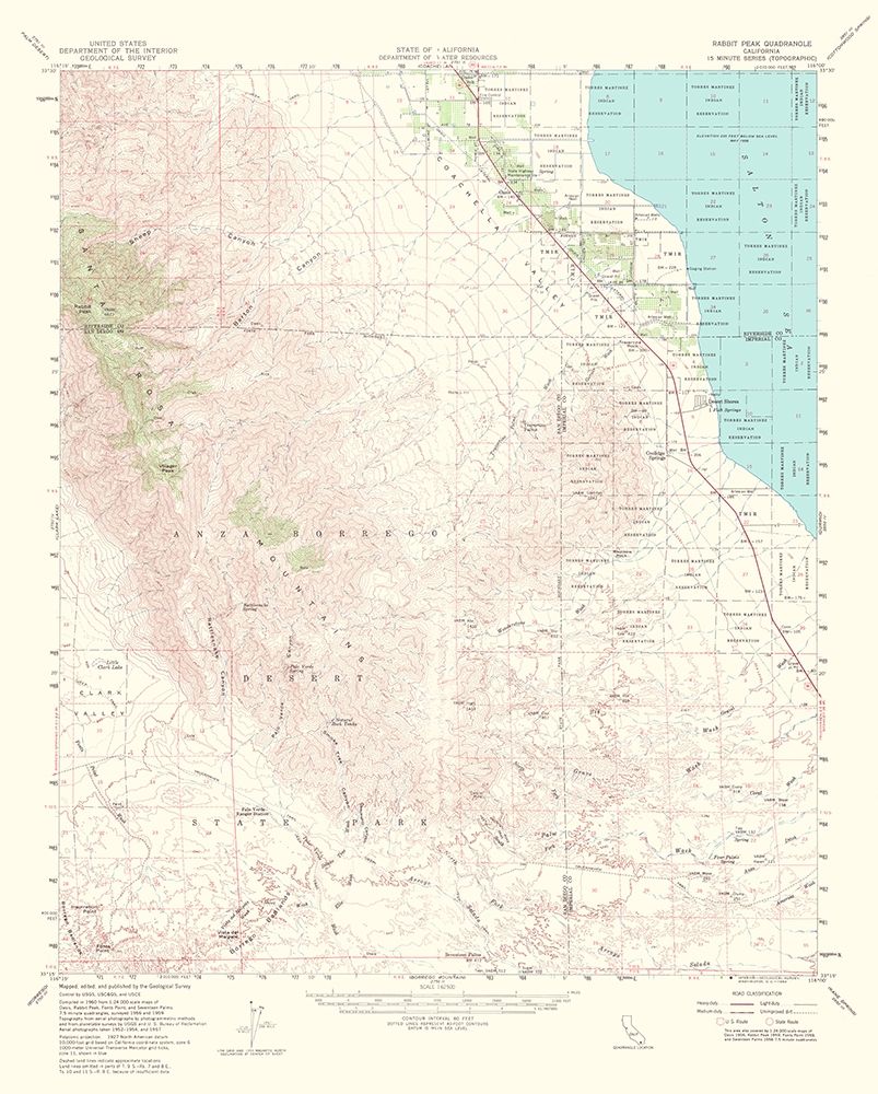 Rabbit Peak California Quad - USGS 1956 art print by USGS for $57.95 CAD