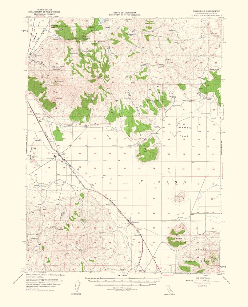 Ravendale California Quad - USGS 1956 art print by USGS for $57.95 CAD