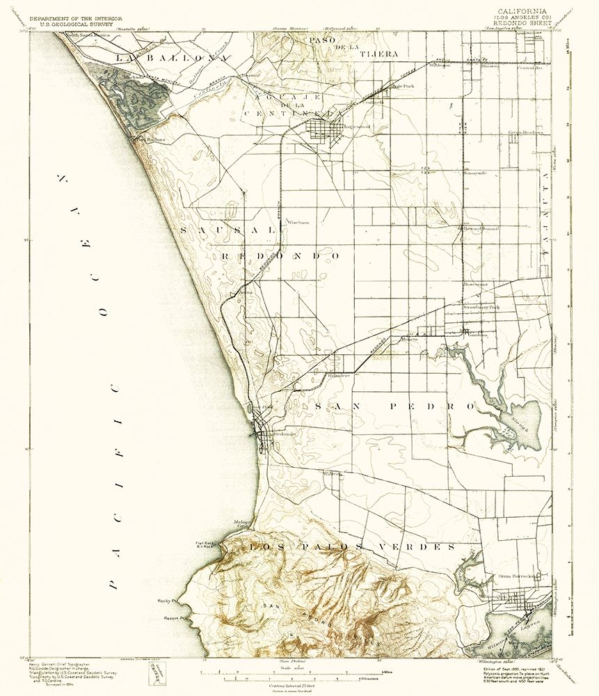 Redondo California Sheet - USGS 1896 art print by USGS for $57.95 CAD