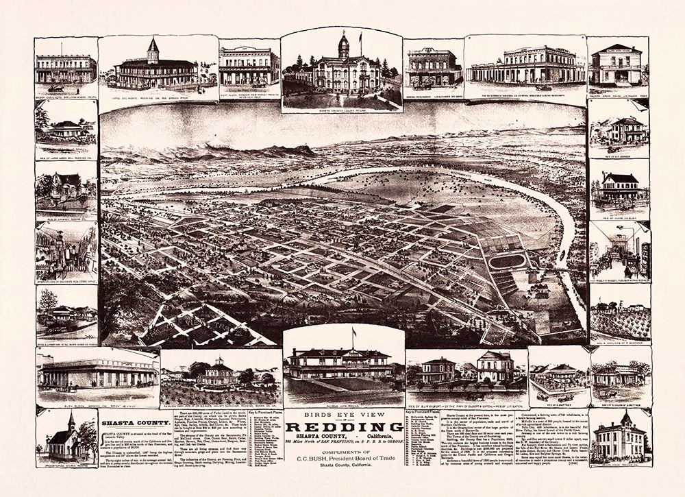Redding California - Bush 1890 art print by Bush for $57.95 CAD