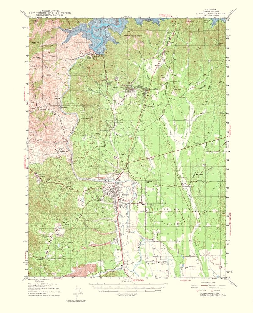 Redding California Quad - USGS 1956 art print by USGS for $57.95 CAD