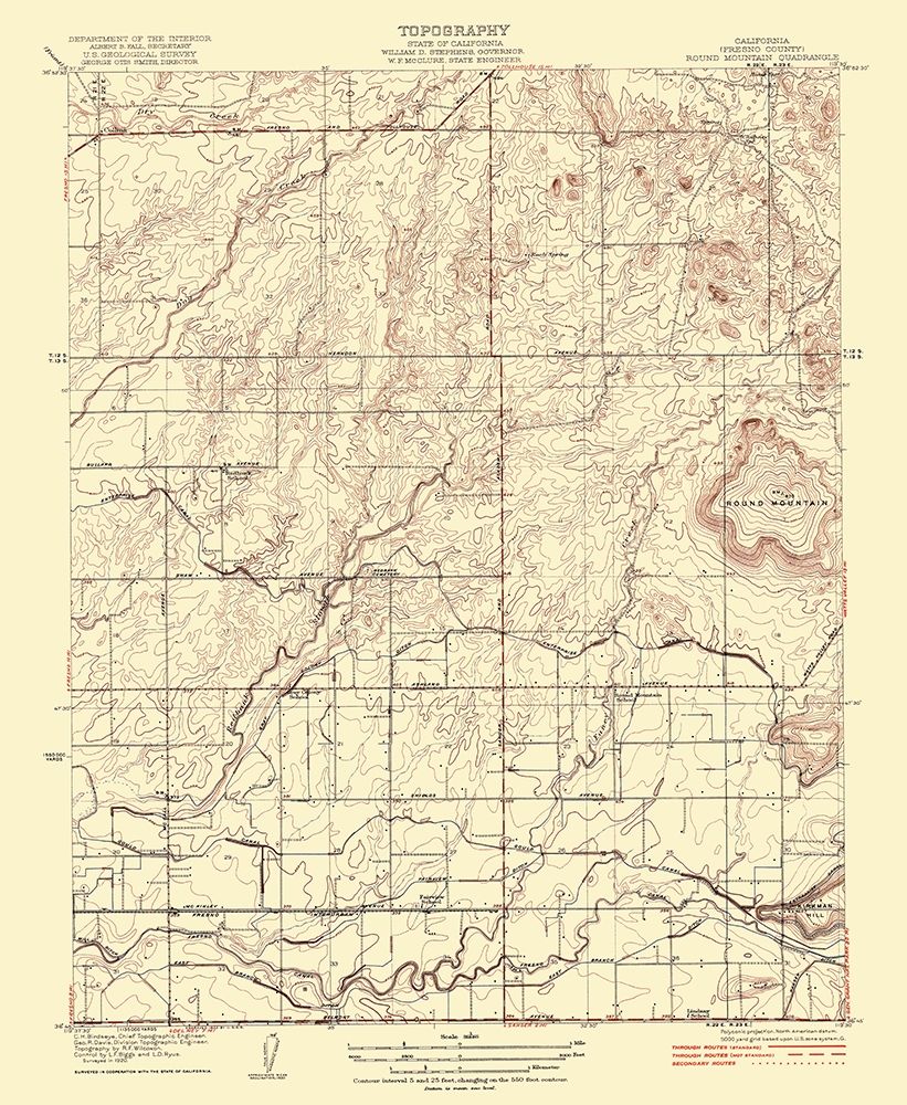 Mt Round California Quad - USGS 1922 art print by USGS for $57.95 CAD