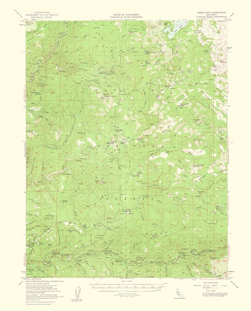 Robbs Peak California Quad - USGS 1956 art print by USGS for $57.95 CAD