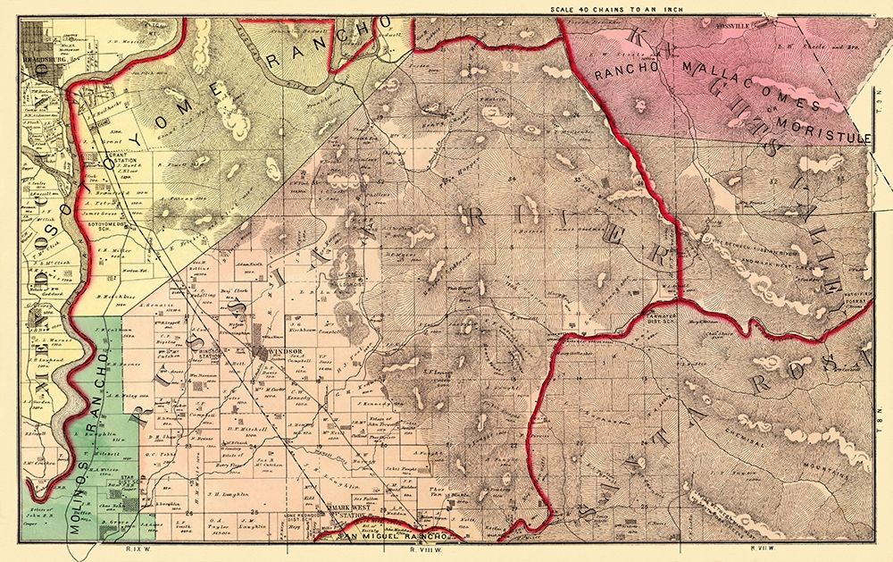 Russian River California Landowner - Thompson 1876 art print by Thompson for $57.95 CAD
