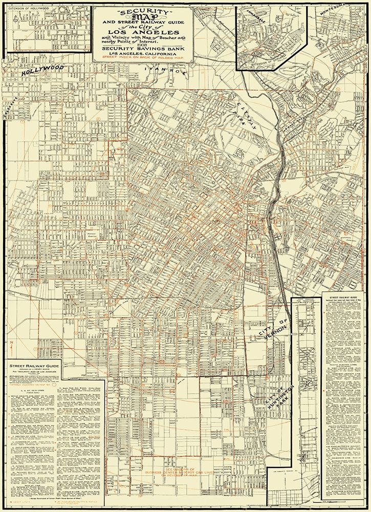 Los Angeles Street Railway Guide - 1908 art print by Unknown for $57.95 CAD