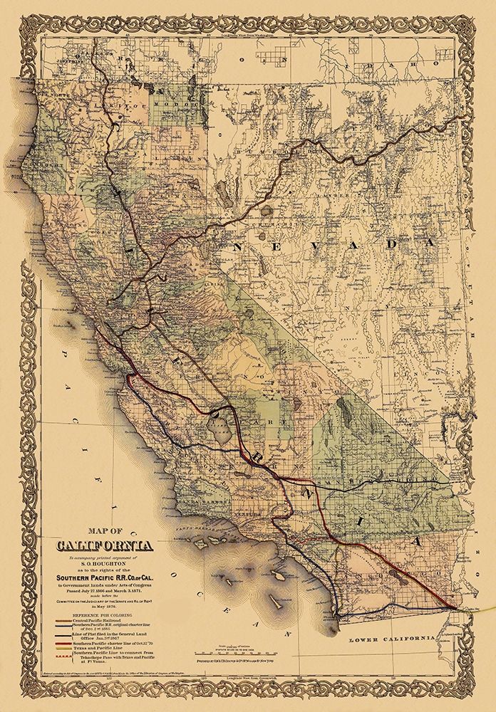 Southern Pacific Railroad - 1876 art print by Unknown for $57.95 CAD