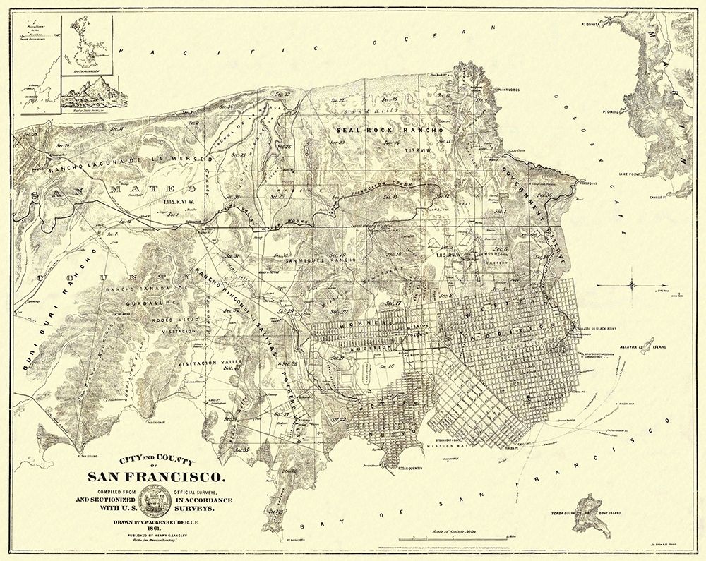 San Francisco California Landowner - Langley 1861 art print by Langley for $57.95 CAD
