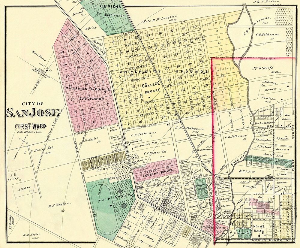 San Jose, 1st Ward California Landowner art print by Thompson for $57.95 CAD