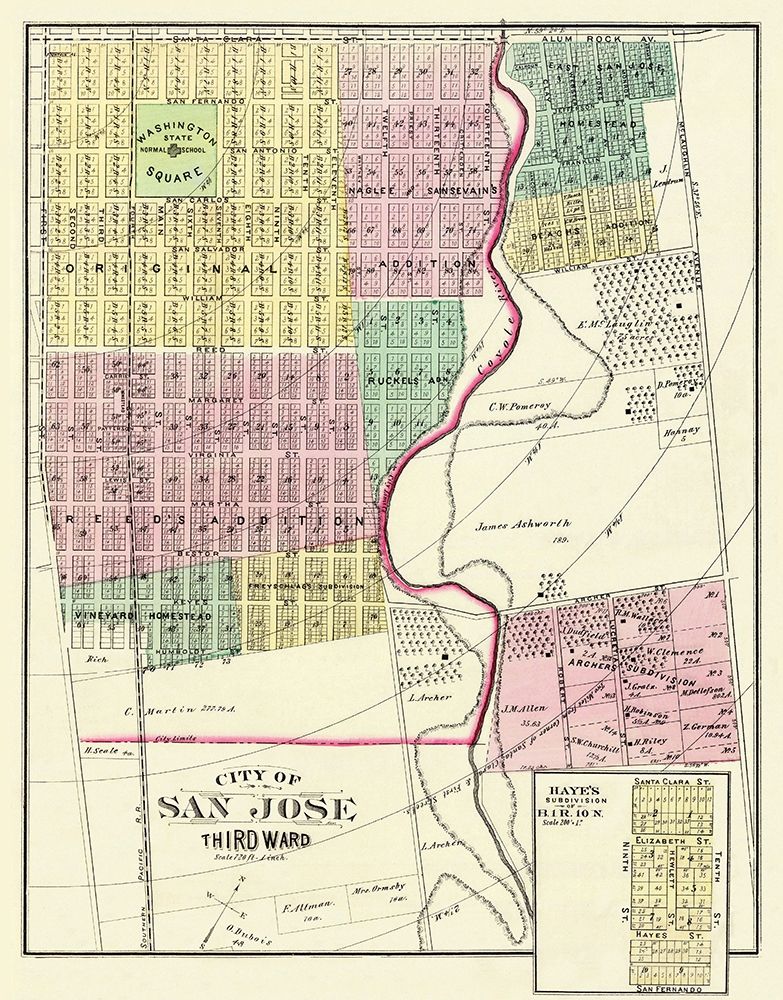 San Jose, 3rd Ward California Landowner art print by Thompson for $57.95 CAD