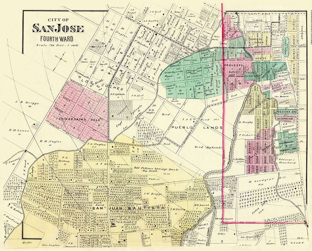 San Jose, 4th Ward California Landowner art print by Thompson for $57.95 CAD