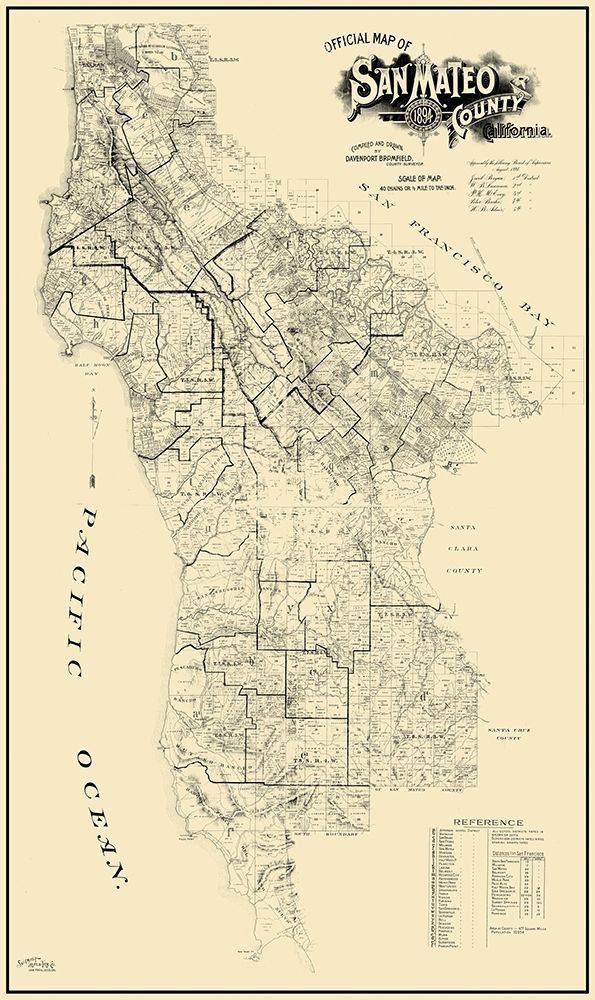 San Mateo California Landowner - Bromfield 1894 art print by Bromfield for $57.95 CAD