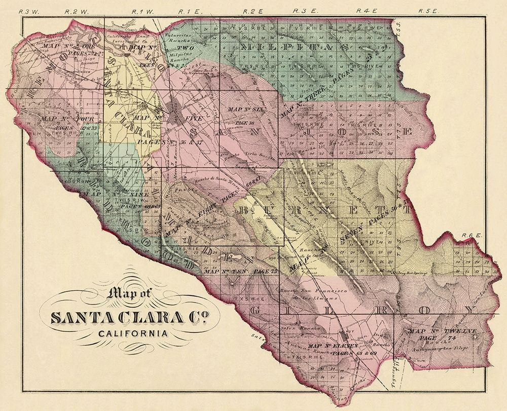 Santa Clara California - Thompson 1876 art print by Thompson for $57.95 CAD