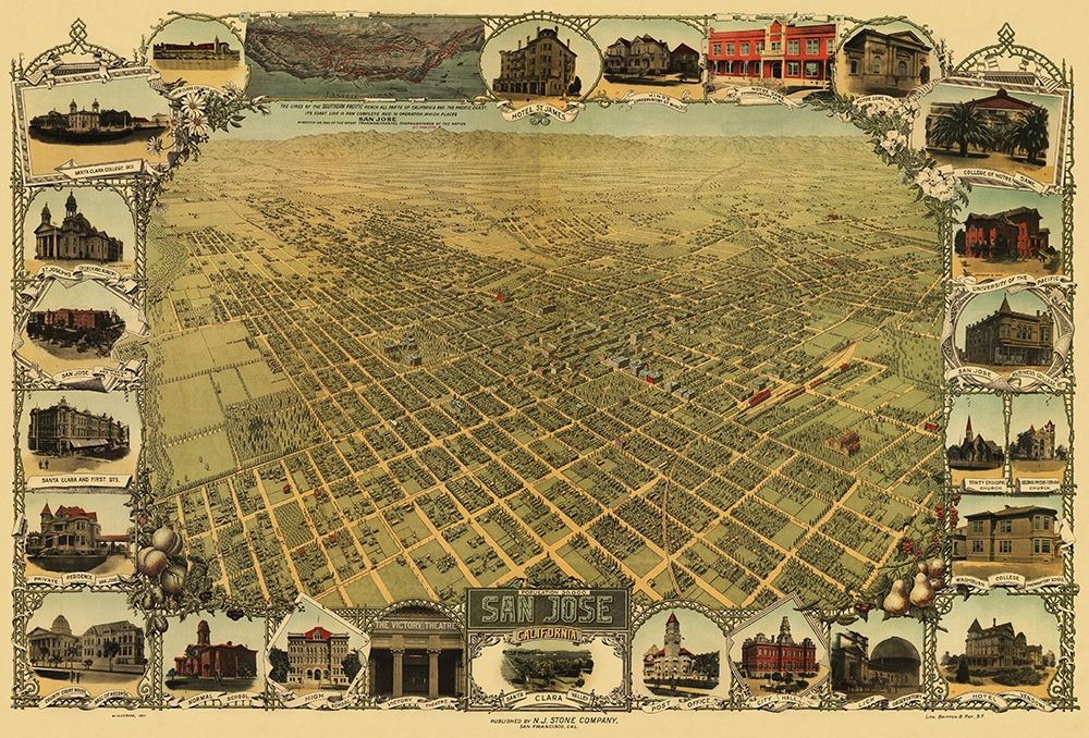 San Jose California - Stone 1901 art print by Stone for $57.95 CAD