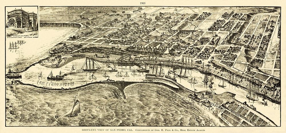 San Pedro California - Peck 1905 art print by Peck for $57.95 CAD