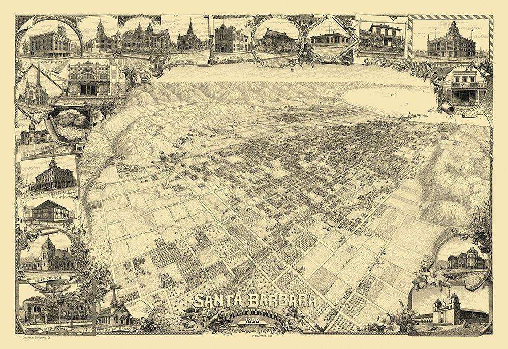 Santa Barbara California - Gifford 1898 art print by Gifford for $57.95 CAD