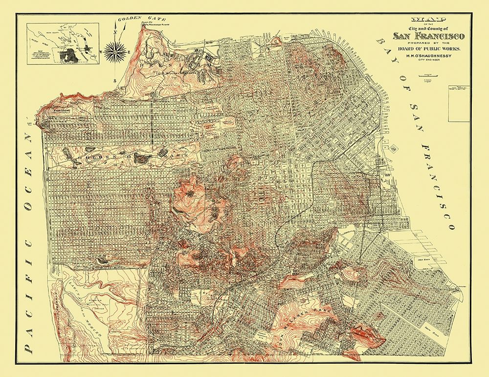 San Francisco California - Oshaughnessy 1929 art print by O shaughnessy for $57.95 CAD