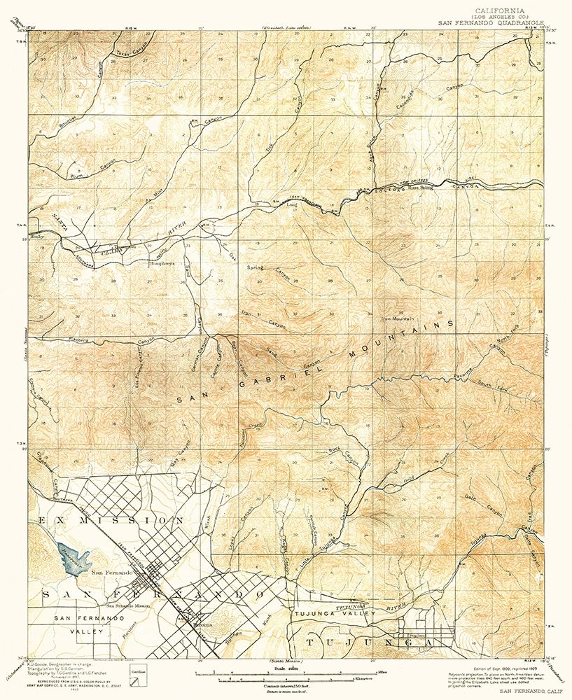 San Fernando California Quad - USGS 1900 art print by USGS for $57.95 CAD