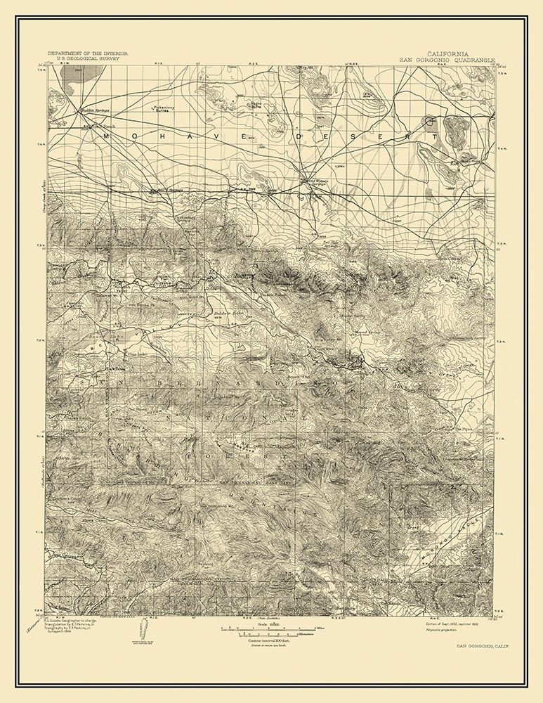 San Gorgonio California Quad - USGS 1902 art print by USGS for $57.95 CAD