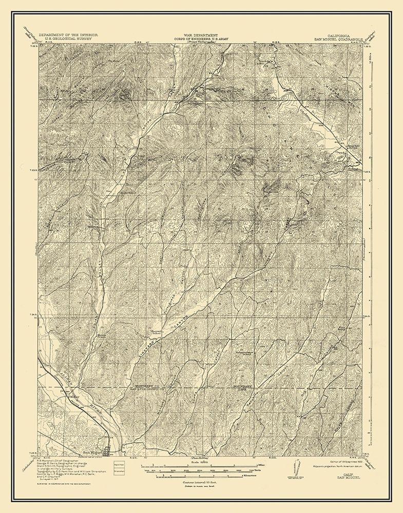 San Miguel California Quad - USGS 1919 art print by USGS for $57.95 CAD