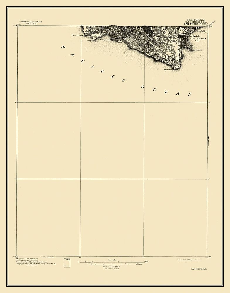 San Pedro California Sheet - USGS 1896 art print by USGS for $57.95 CAD