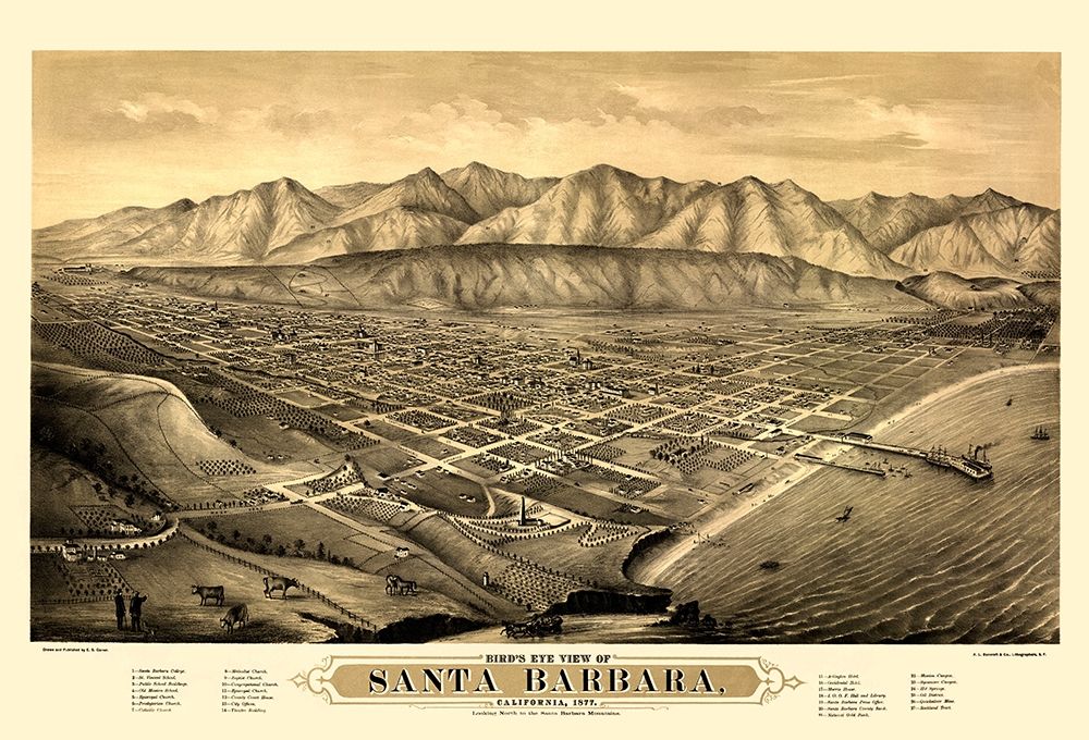 Santa Barbara California Looking North art print by Bancroft for $57.95 CAD