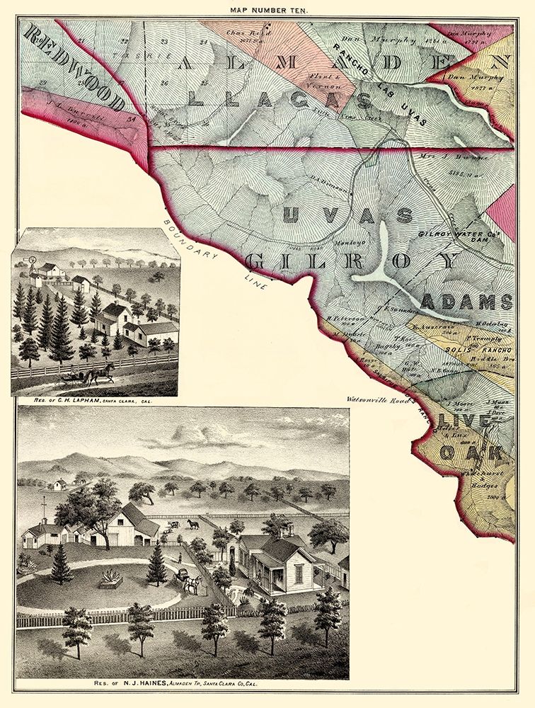 Santa Clara California Landowner - Thomas 1876 art print by Thomas for $57.95 CAD