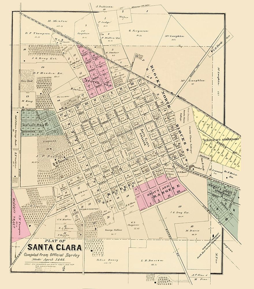 Santa Clara California Landowner - Thompson 1866 art print by Thompson for $57.95 CAD