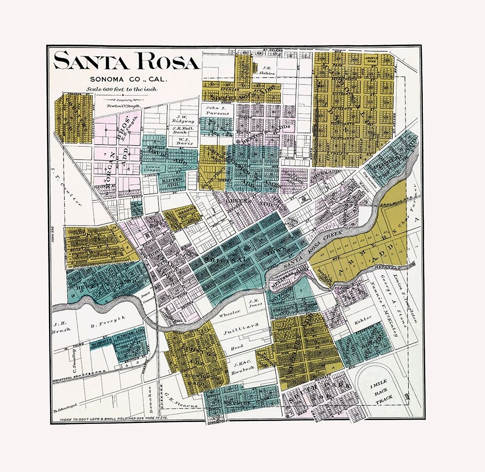 Santa Rosa California Landowner - Thompson 1877 art print by Thompson for $57.95 CAD