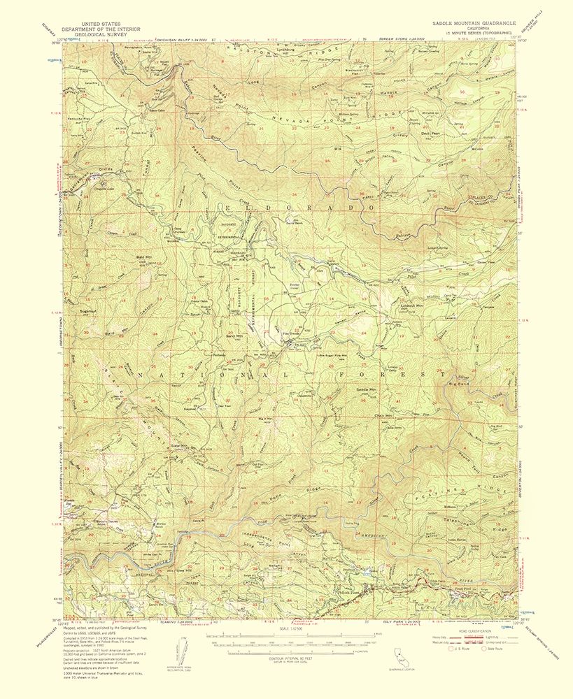 Saddle Mountains California Quad - USGS 1956 art print by USGS for $57.95 CAD