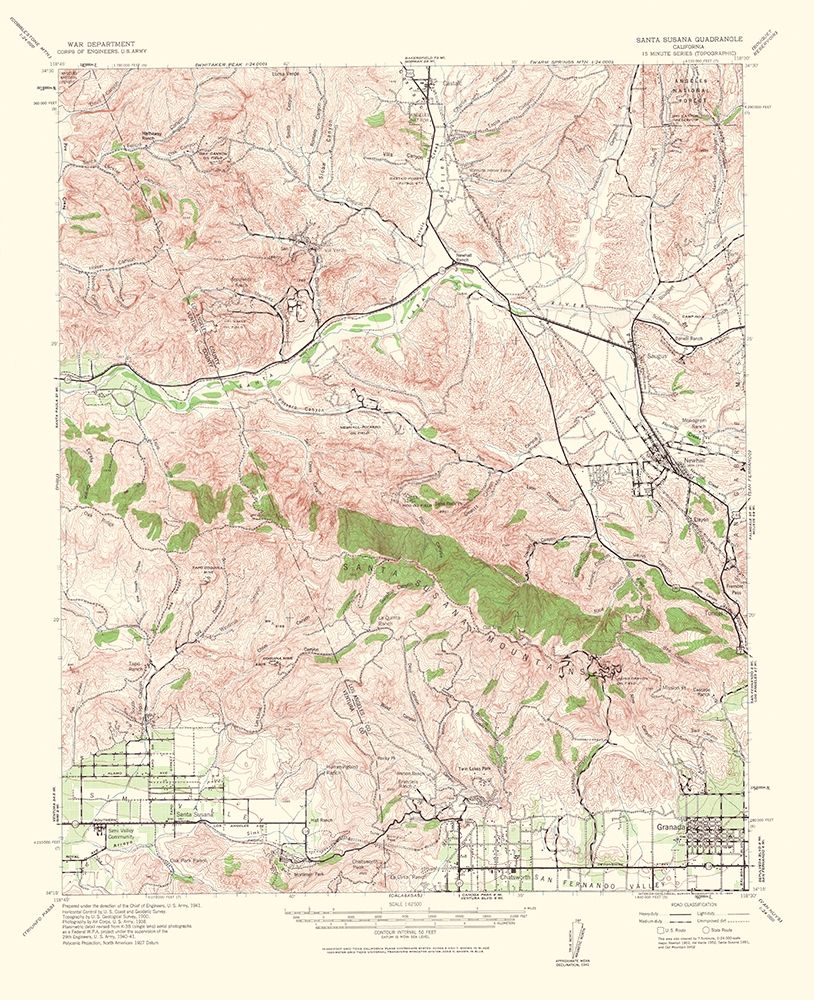 Santa Susana California Quad - USGS 1964 art print by USGS for $57.95 CAD