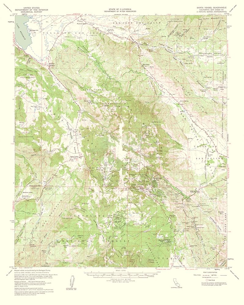 Santa Ysabel California Quad - USGS 1962 art print by USGS for $57.95 CAD