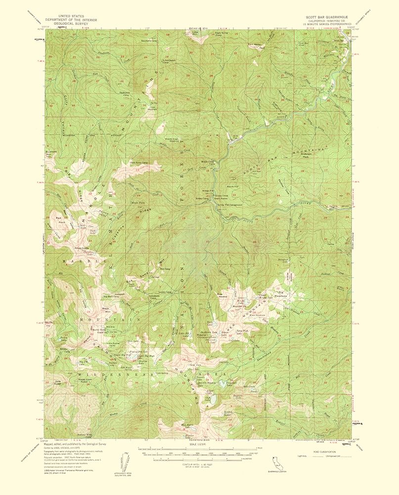 Scott Bar California Quad - USGS 1956 art print by USGS for $57.95 CAD