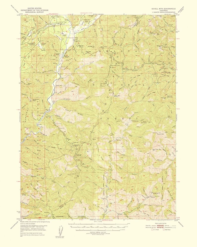 Schell Mountain California Quad - USGS 1956 art print by USGS for $57.95 CAD