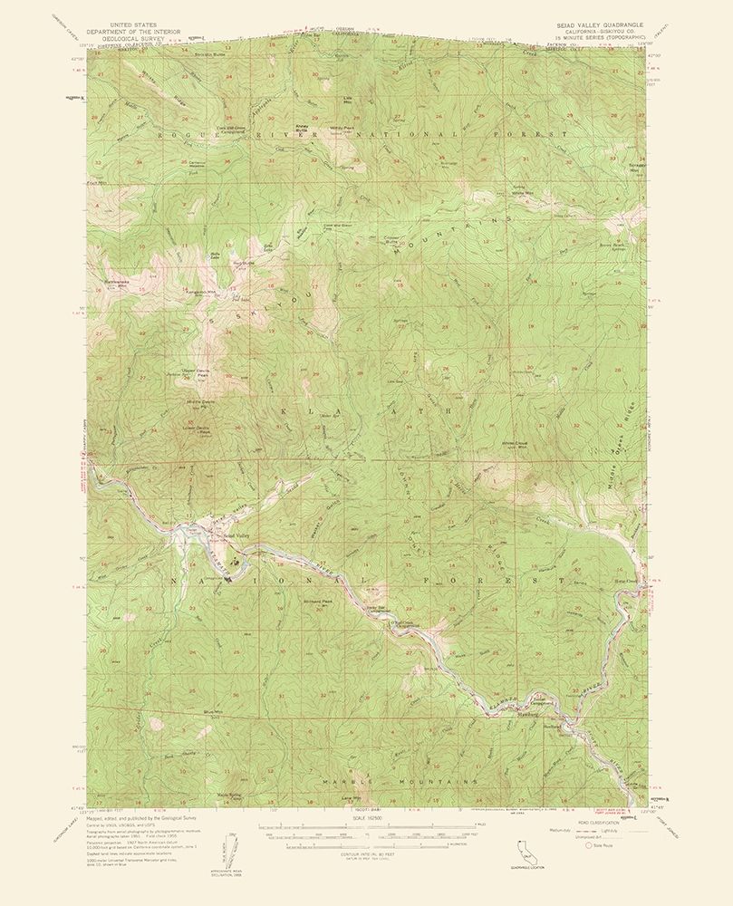 Seiad Valley California Quad - USGS 1962 art print by USGS for $57.95 CAD