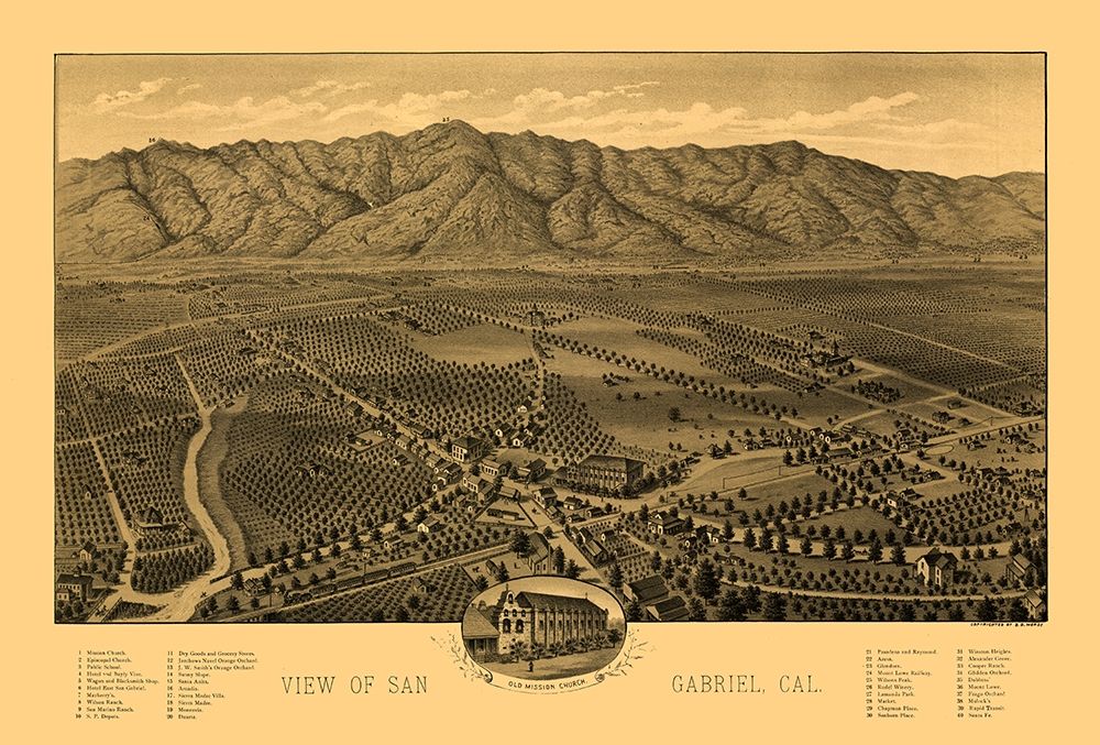 San Gabriel California - Morse 1893 art print by Morse for $57.95 CAD