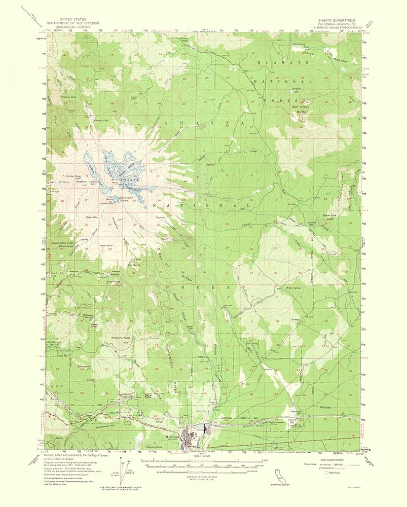 Shasta California Quad - USGS 1964 art print by USGS for $57.95 CAD