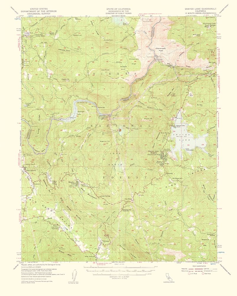 Shaver Lake California Quad - USGS 1959 art print by USGS for $57.95 CAD