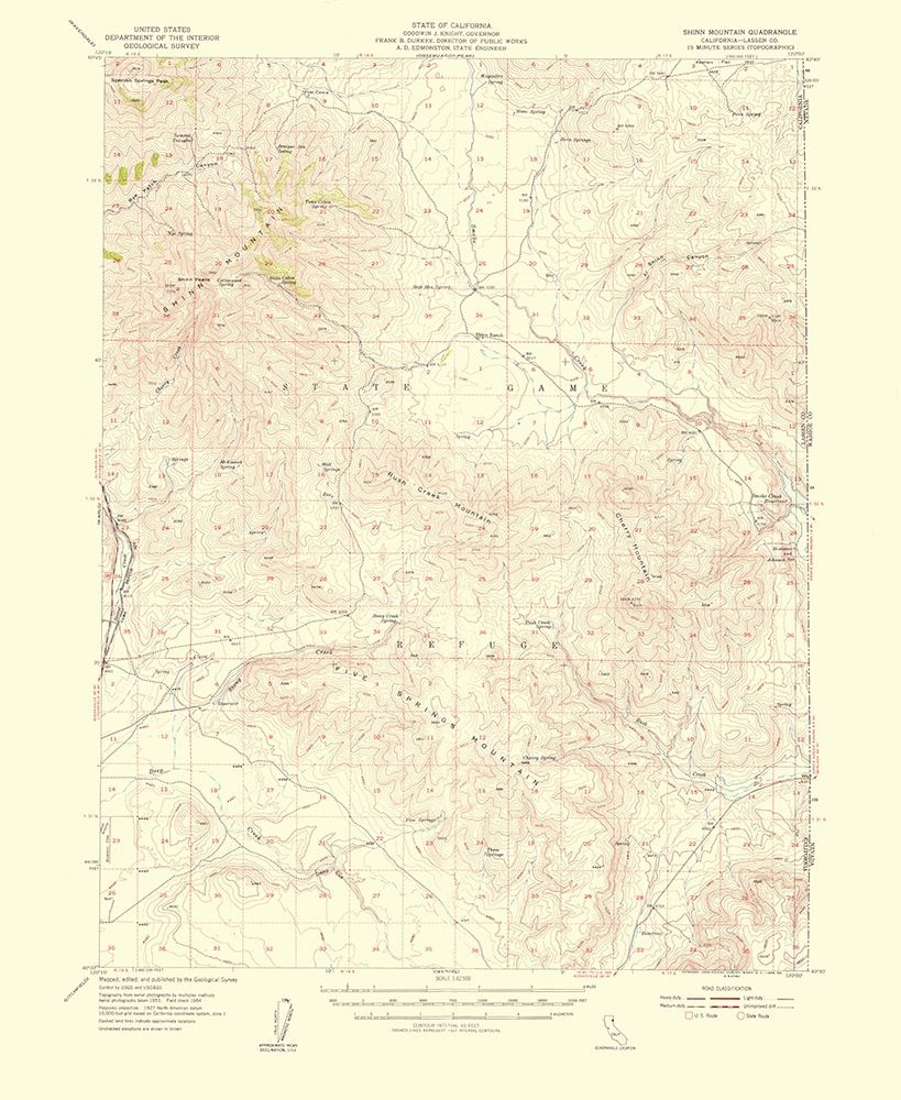 Shinn Mountain California Quad - USGS 1956 art print by USGS for $57.95 CAD