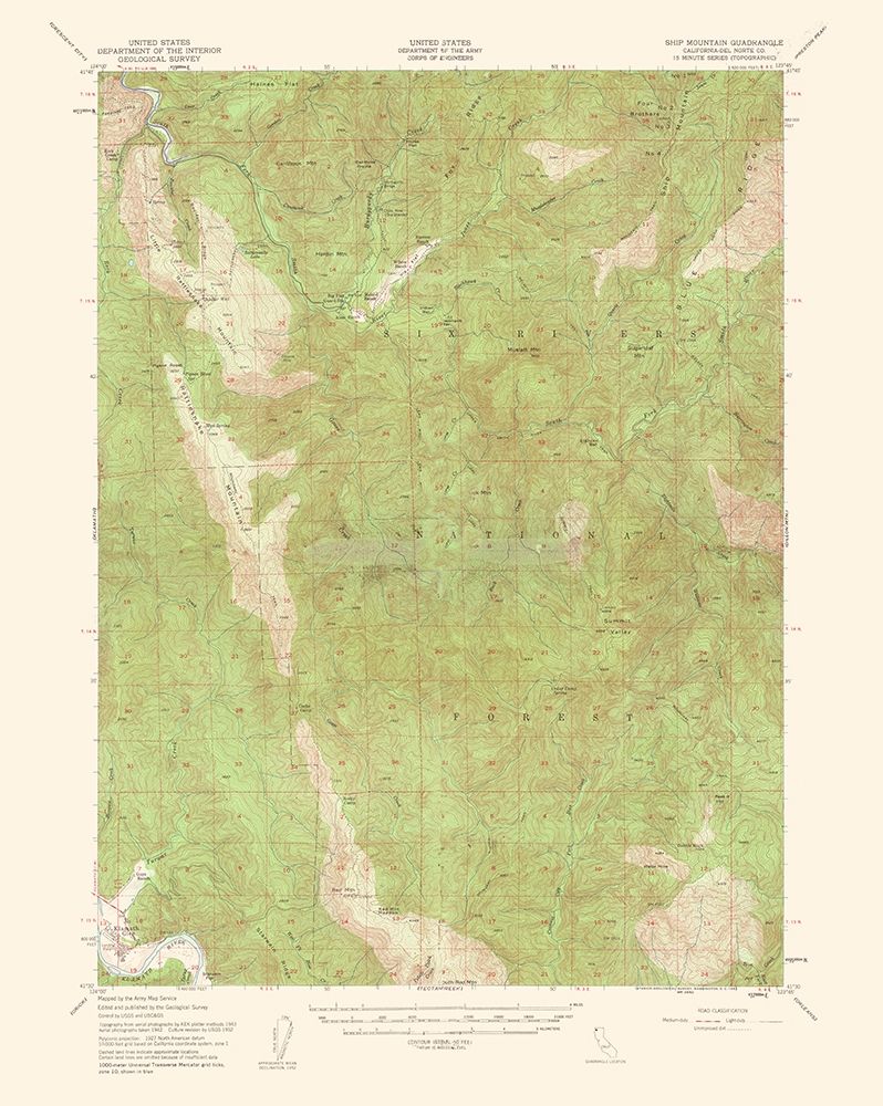 Ship Mountain California Quad - USGS 1962 art print by USGS for $57.95 CAD