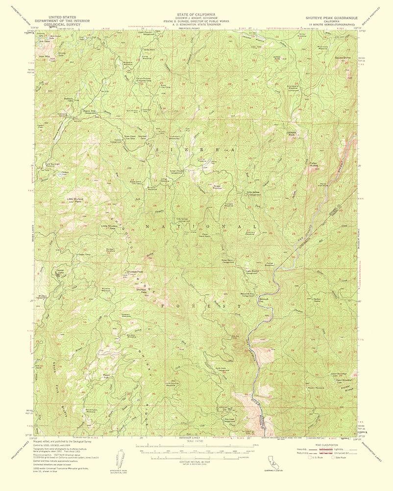Shuteye Peak California Quad - USGS 1959 art print by USGS for $57.95 CAD