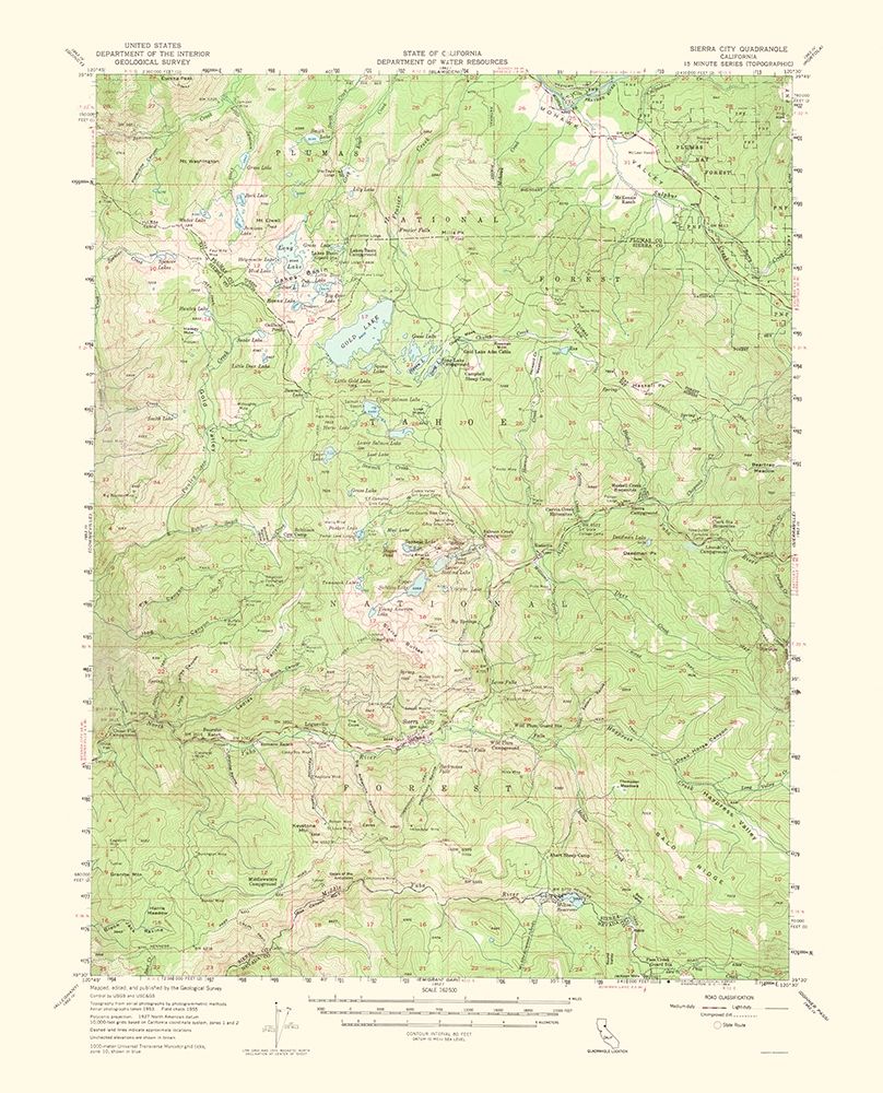 Sierra City California Quad - USGS 1955 art print by USGS for $57.95 CAD