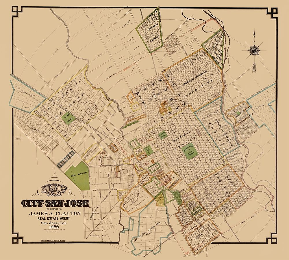 San Jose California - Clayton 1886 art print by Clayton for $57.95 CAD