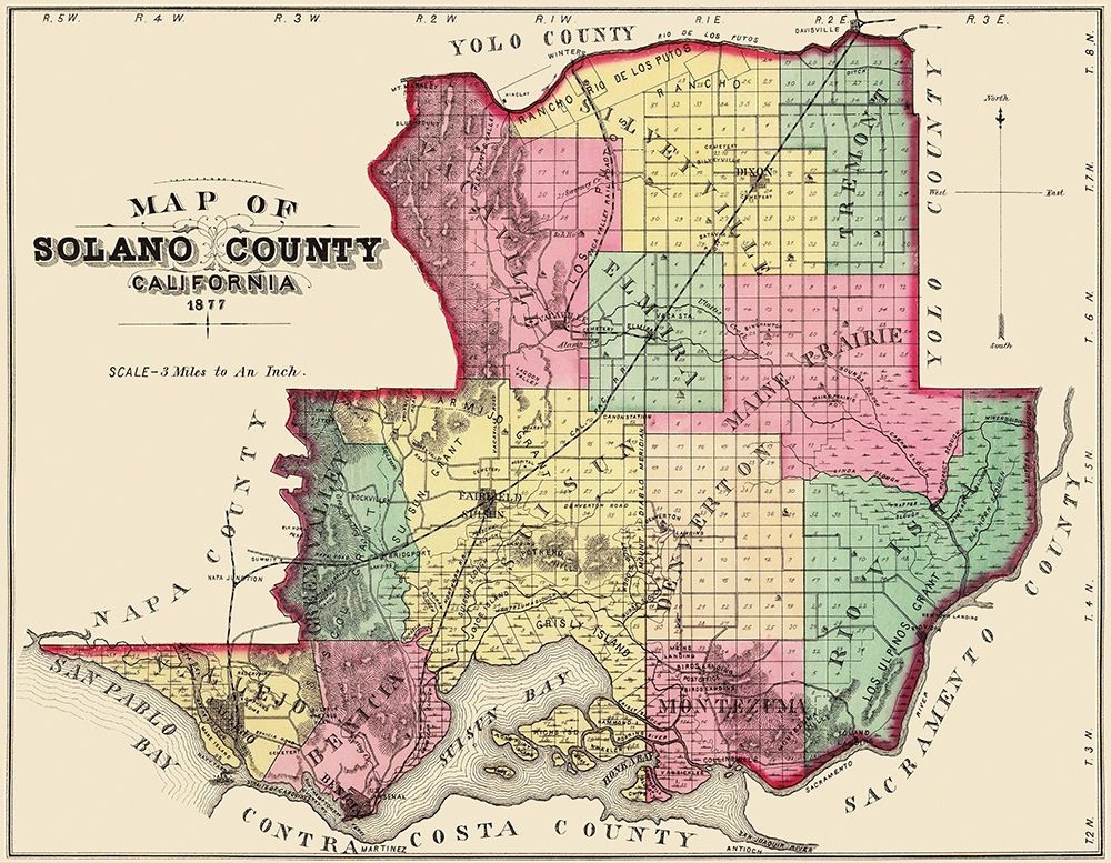 Solano  Vacaville California - Thompson 1877 art print by Thompson for $57.95 CAD